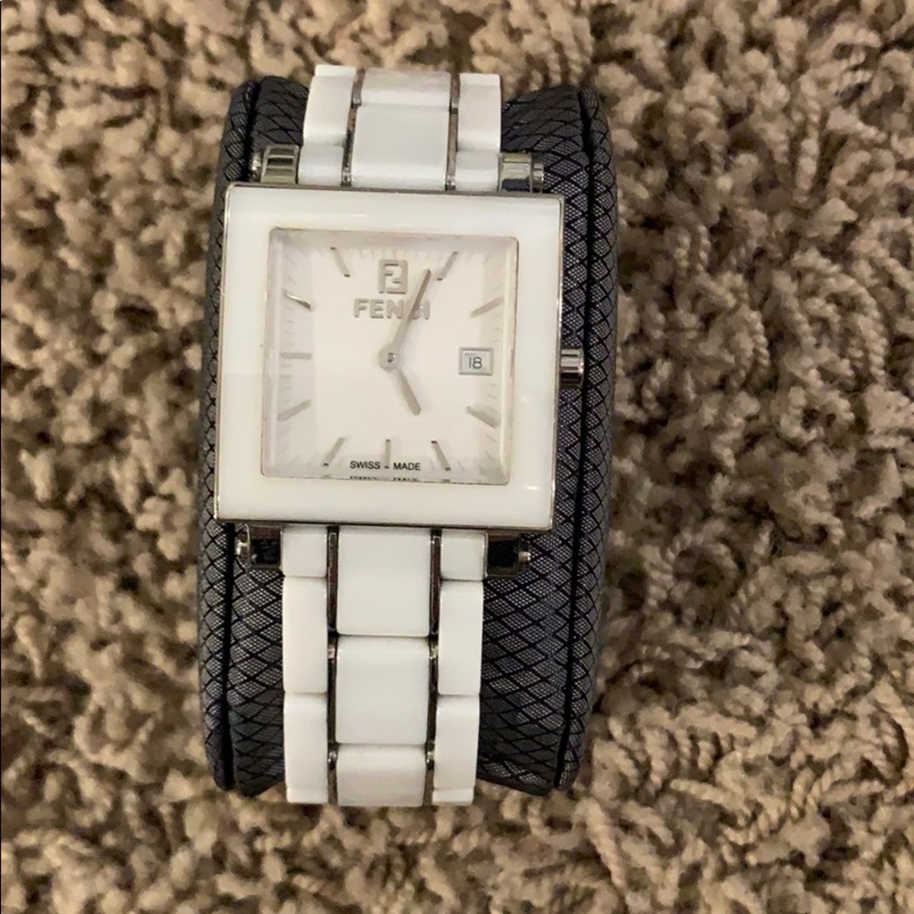 Fendi White Quadro Watch